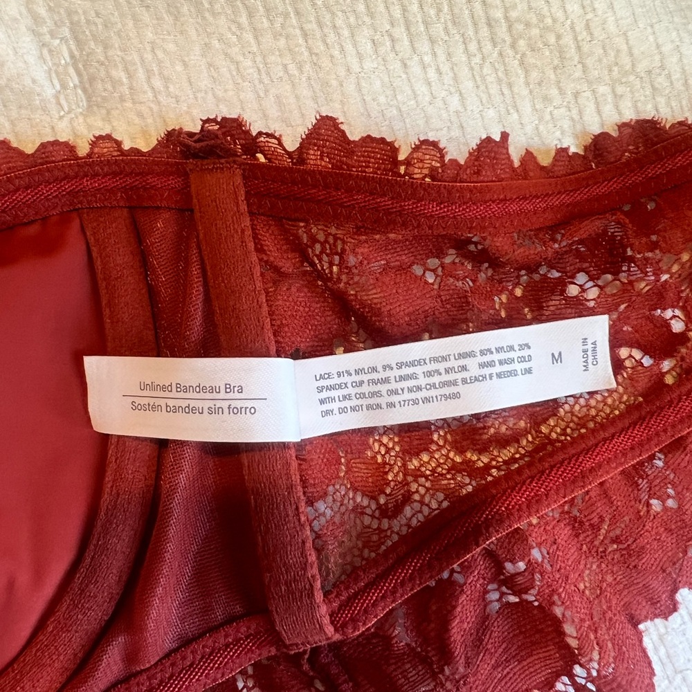 Auden stylish Auburn Color Bandeau Bra with Romantic Lace Design - Picture 5 of 6